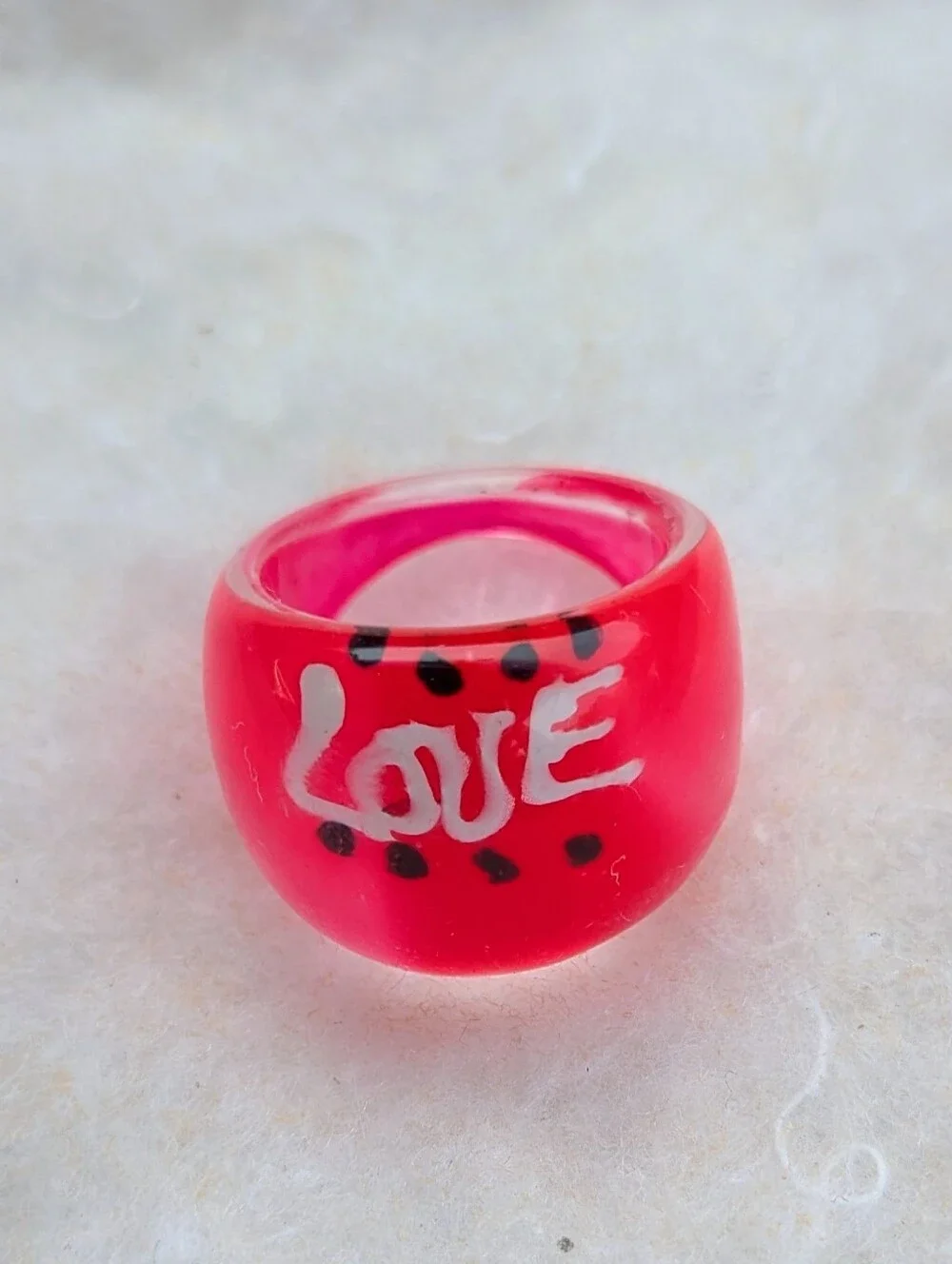 Kids Pink 'Love' Resin Ring for Children